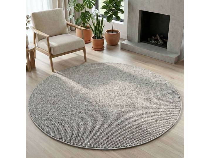 Carpetsale24 Tapis Rond 200 cm Gris Uni Bouclé Style Scandinave Moderne Grand Tapis pour Salon Salle à Manger Chambre