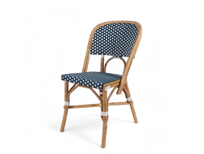 Chaise de terrasse ELYSEE - Rotin - Bleu et Blanc