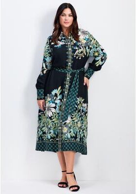 Plus Size Women's La Luna Shirtdress by Avenue in Green Placement (Size 14)