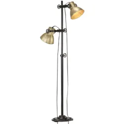 vidaXL Stehlampe 2-flammig Messing E27 Gusseisen