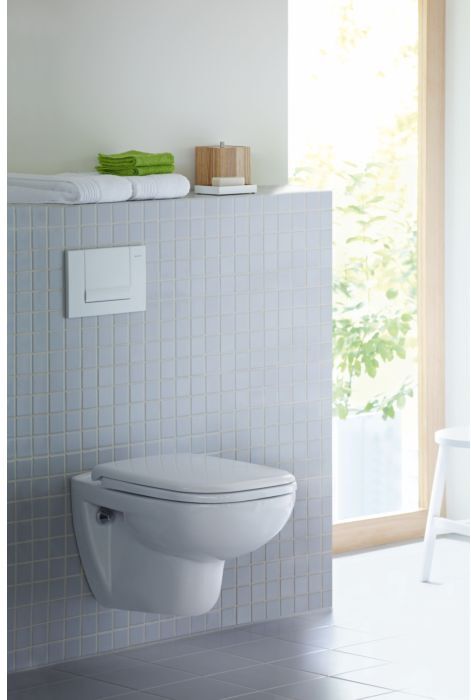 Duravit D-Code WC-Set 45700900A1 wandhängend, mit WC-Sitz, Rimless, Durafix, Weiß Hochglanz