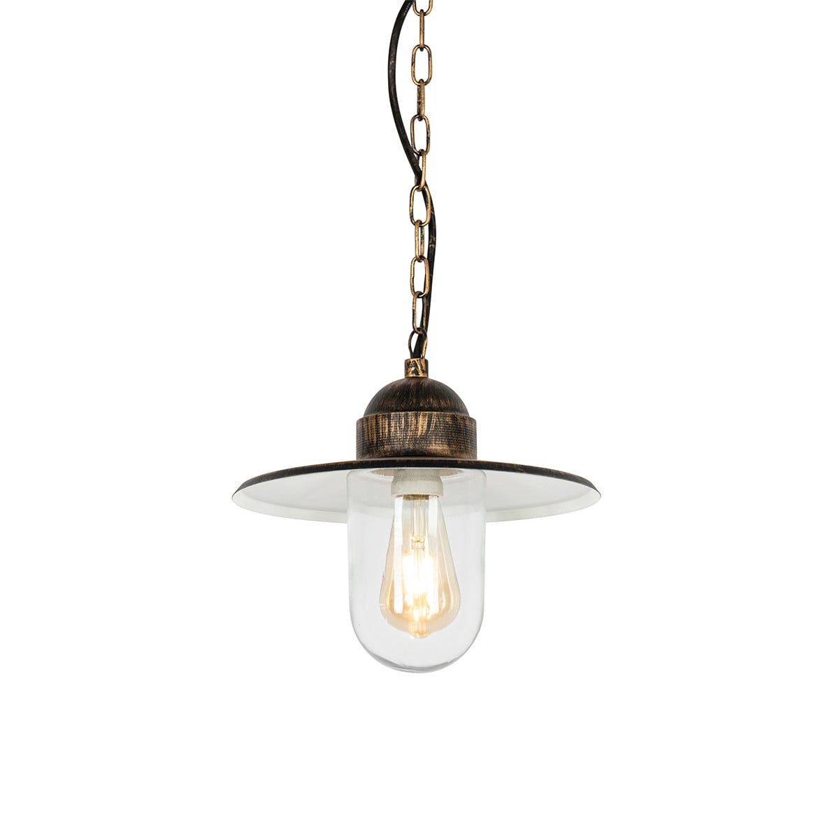 Qazqa Landelijke Buiten Hanglamp Goud/Messing IP44