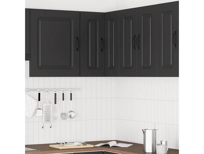 furnicato Küchenregal Eckhängeschrank 57 x 57 x 60 cm Schwarz, 1-tlg., Wandschrank mit viel Stauraum für Geschirr und Küchenutensilien
