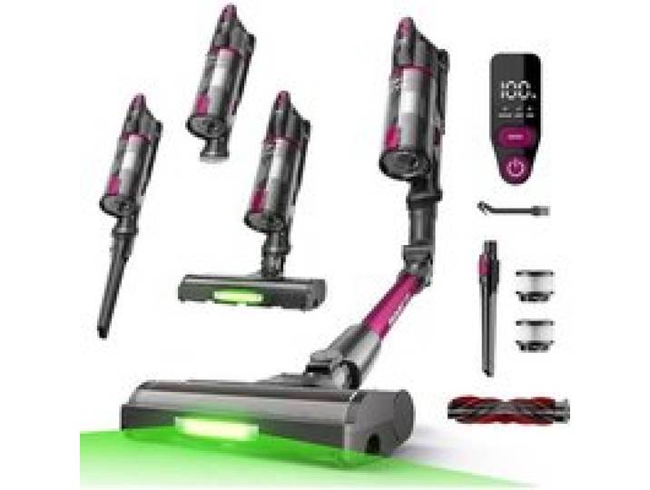 Aspirateur Balai sans Fil 60KPa/50Min/120㎡ Tube Pliable Autoportant à Brosse Anti-Enchevêtrement Lumière Verte Aspirateur