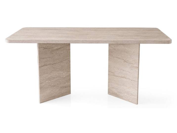 Table à manger en bois \ Lizzard\ 180 x 90 x 77 cm - Travertin