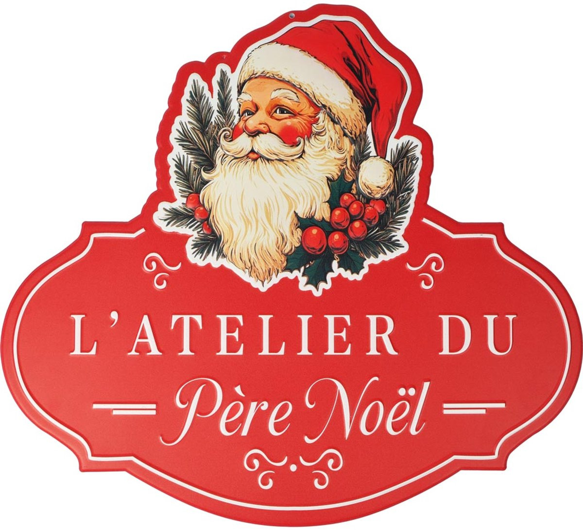 Wanddecoratie Atelier Du Père Noël, Rood, Metaal, 50 x 45 cm