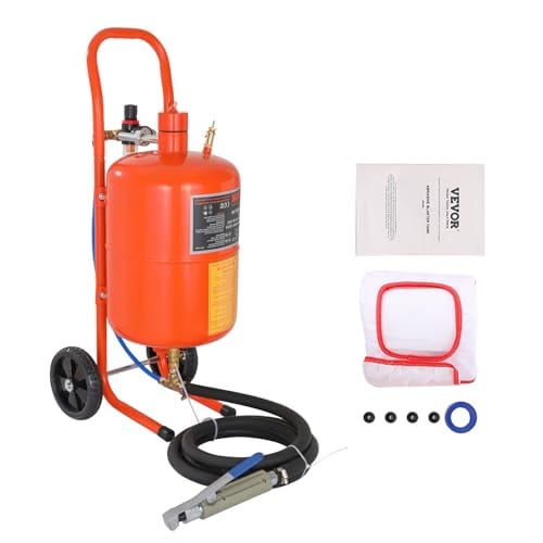 VEVOR Mobiele Zandstraalmachine met 18,92 liter reservoir en 243,84 cm werkslang, 60-110 PSI werkdruk voor het verwijderen van roest, verf en vlekken