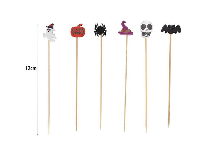 Cocktailspiesse Halloween 100er Set mit Deko, Mehrfarbig, Holz, 1x1x12 cm, Barzubehör & Weinzubehör, Barzubehör