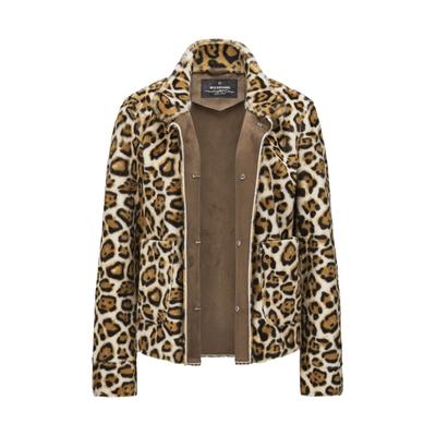 Winterjacke MILESTONE "Milestone Jacken MSHarmless leo", Damen, Gr. 38, braun (hell, cognac), Jacken Winterjacke, Indoor und Outdoor zu tragen