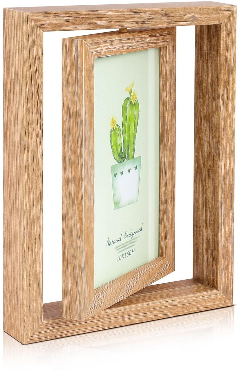 Houten Fotolijst voor Dubbelzijdig Presenteren, 10x15 cm