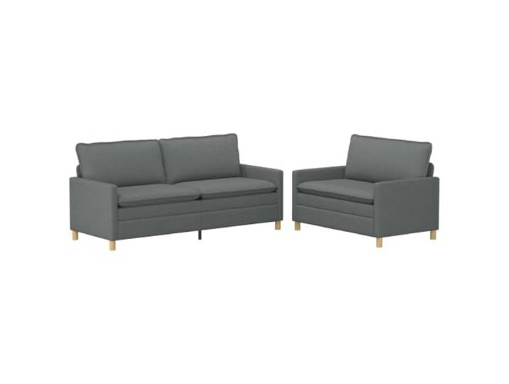 PUGYNBK Sofa-Set, 2-teilig, dunkelgrau, Stoff, modern, minimalistisch Metallgestell, gepolsterte Rückenlehne, flache Armlehnen, Bezüge mit Reißverschluss, einfache Reinigung