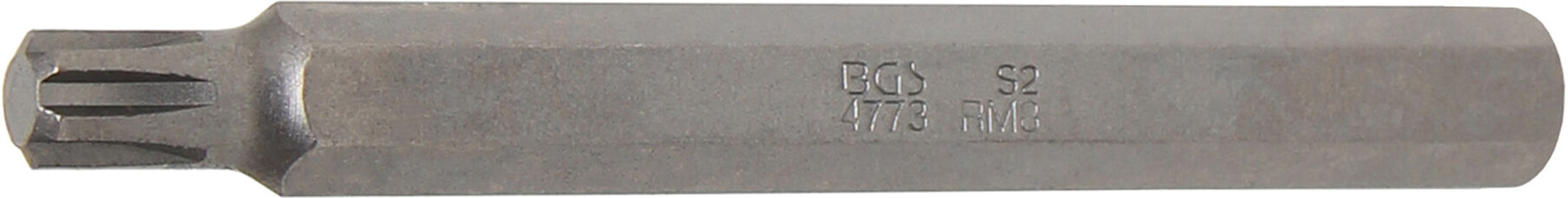 BGS Bit 4773, Länge 100 mm, Antrieb Außensechskant 10 mm (3/8"), Keil-Profil (für RIBE) M8 ; BGS technic)