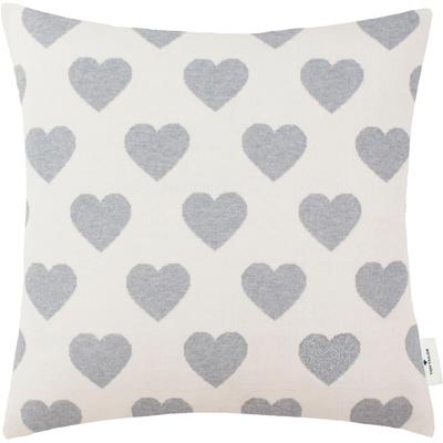 Kissenbezüge TOM TAILOR HOME "Hearts", grau (hellgrau, steingrau), B:45cm L:45cm, Baumwolle, Obermaterial: 100% Baumwolle, Kissenbezüge, aus weicher Baumwolle