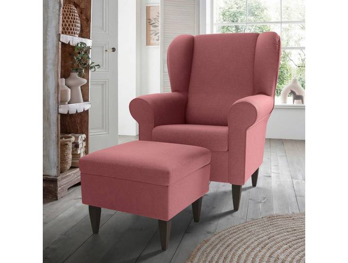 Livetastic Sesselset Asino, Rosa, Holz, Wenge, Uni, 80x102x86 cm, Stoffauswahl, Wohnzimmer, Sessel, Sonstige Sessel