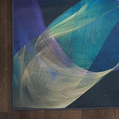 Nourison Washables Indoor only Blue Abstract Area Rug