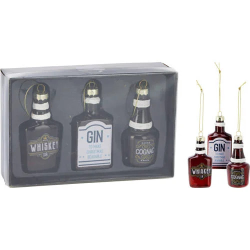 Home & Styling Collection Kerstornament Drankfles Glas - 3 stuks