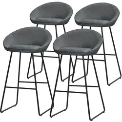 BARHOCKER 4er Set Anthrazit mit Stoffbezug