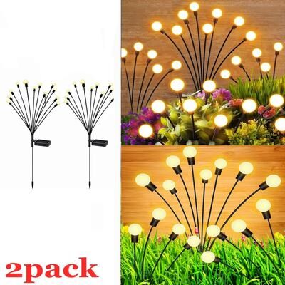 Uplift Picks Solar Swaying Garden Lights Create Firefly Glow Across Patios Paths Yards warm (2 Packs) 6 Led
