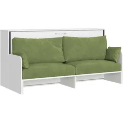 Itamoby Kando Einzel-Schrankbett mit Sofa mit weißer Eschenmatratze, grün