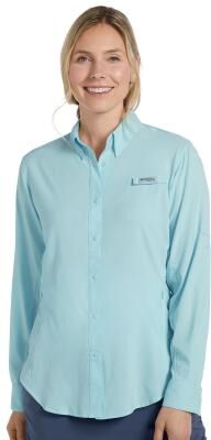 Columbia Women's Tamiami II Long-Sleeve Shirt (Size XXL) Marine Light, Polyester