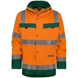 Atlantis Warnschutz Regen-Parka, neonorange/flaschengrün, Größe L - flaschengrün - L