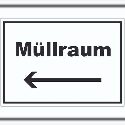 HB-Druck Müllraum Aufkleber mit Text Richtungspfeil links Abfall Mülltrennung waagerecht A8 (52x74mm)