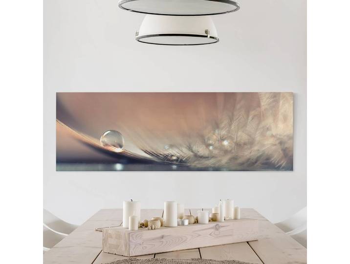 Leinwandbild Story of a Waterdrop I Leinen Beige 150cm