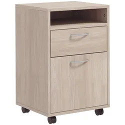 HOMCOM Vertikaler Aktenschrank Schublade Rollen mobiler Rollcontainer Büro Heim 60 cm Eiche