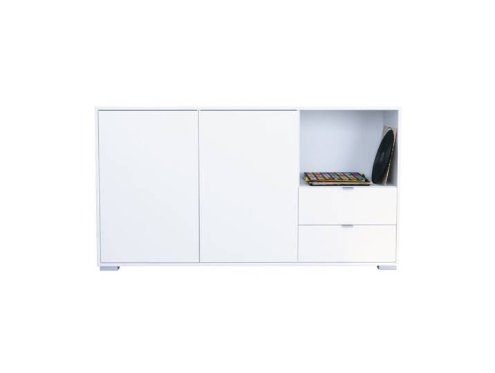 Buffet Milano commode 2 portes blanc mat & 2 tiroirs blanc mat corps blanc mat (152 5x83x37 cm)