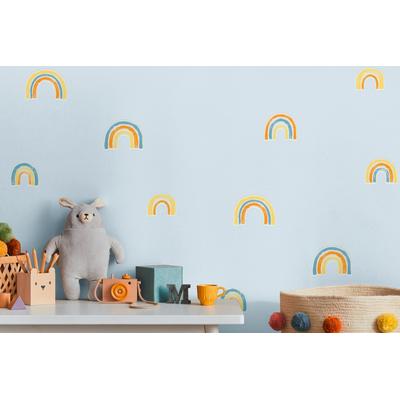 Vliestapete LIVING WALLS "Kids Studio Regenbogen – Vliestapete für Kinder", bunt (blau), B:0,53m H:0m L:10,05m, Vinyl, Vlies, Tapeten, Handgezeichnete Regenbögen in freundlichen Pastellfarben