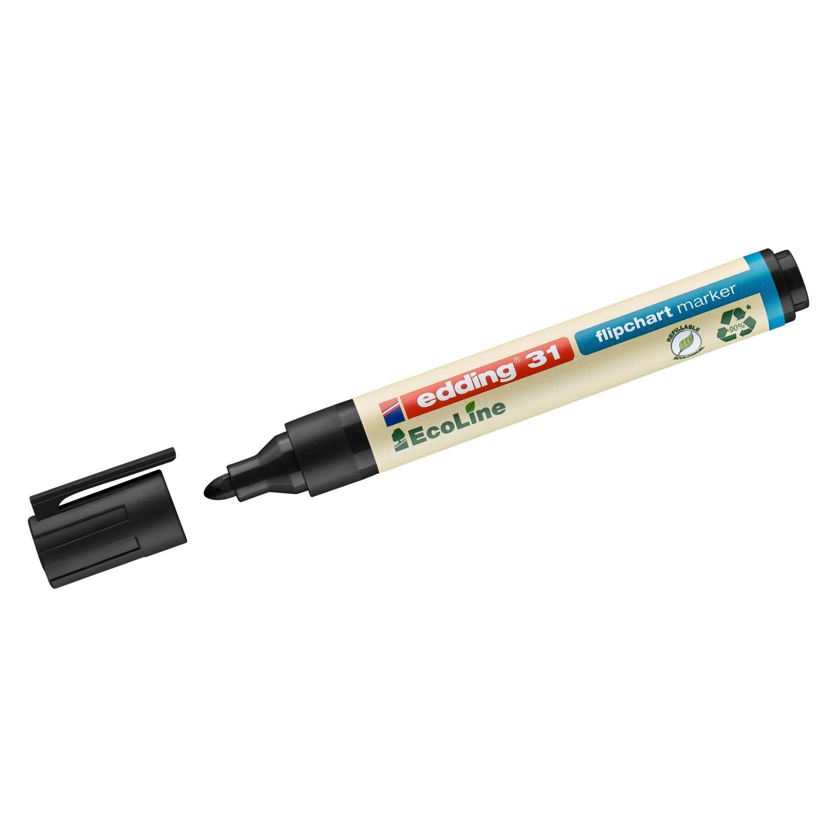 Edding 31 EcoLine Flipchartmarker - schwarz - 10 Stifte - Rundspitze 1,5-3 mm - zum Schreiben, Zeich (10x) (4-31001)