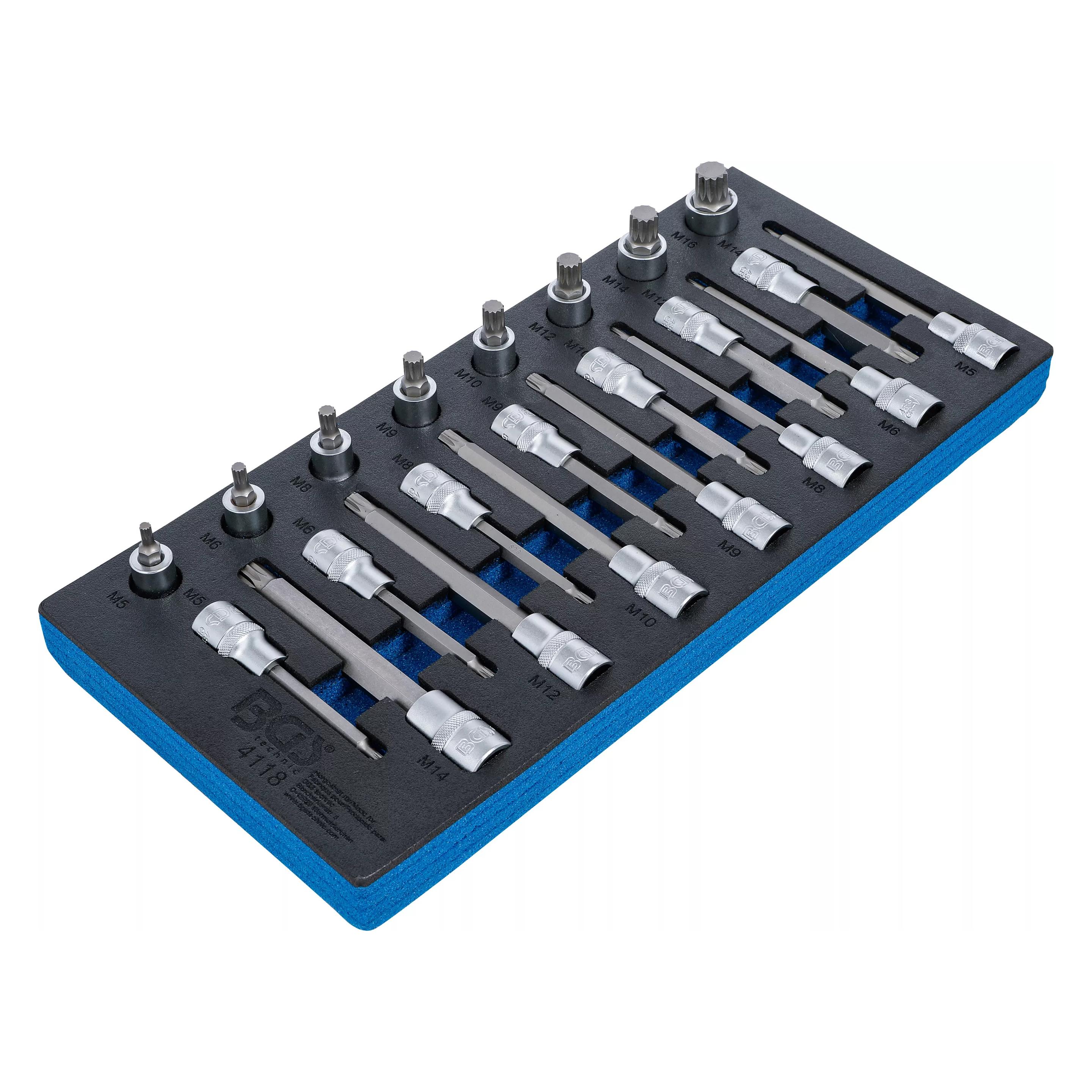 BGS Einlage 1/3: Bit-Einsatz-Satz 12,5 mm (1/2") Innenvielzahn (für XZN) 22-tlg. (4118)