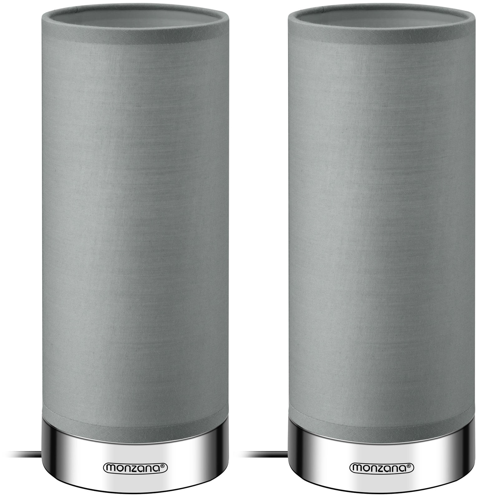 Monzana Set van 2 LED Nachtlampen met Touchdimmer en Stoffen Kap, Grijs