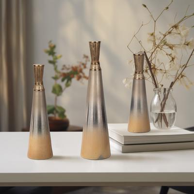 "Sagebrook Home 13/16/20"" Tanet Metallic Glass Bottles, 20""H, Set of 3"