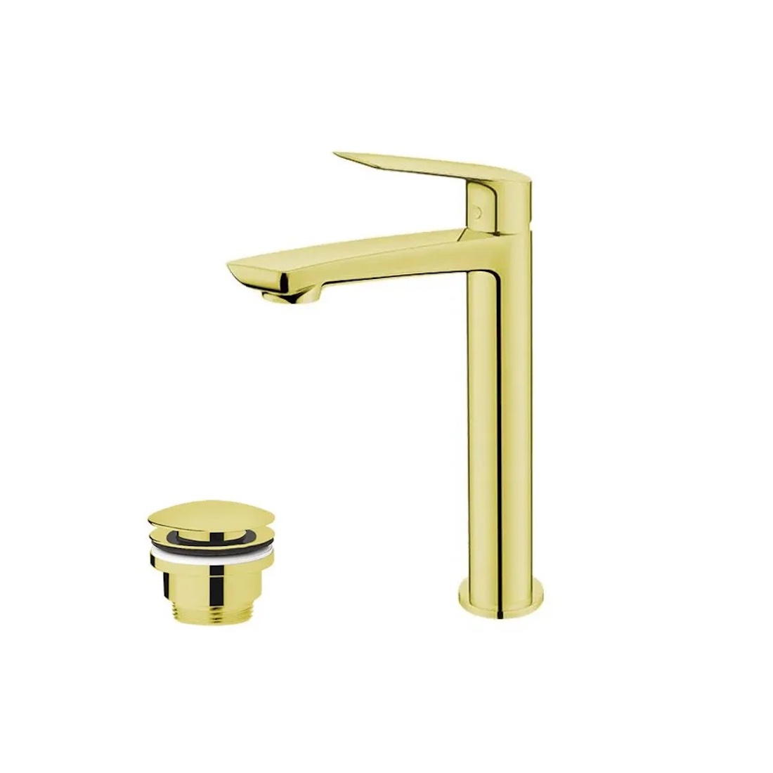 Hohe Waschtischarmatur mit Klick-Klack-Ablauf DESSO ORO, gold