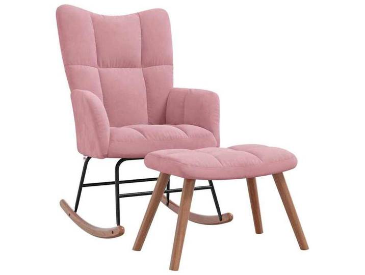 VNETE FLASH Rocking chair-Chaise à bascule - avec repose-pied Rose Velours - Salon Balcon（3217580）ZKY