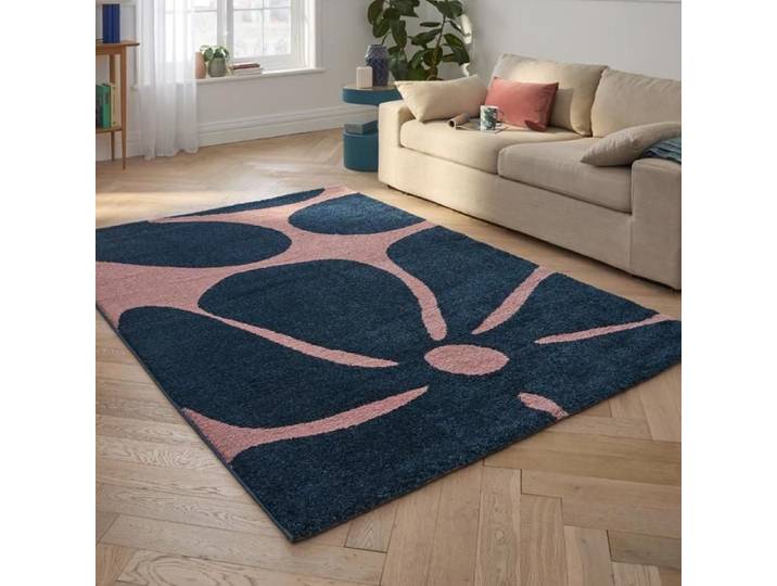 Tapis vintage - NAZAR RUGS - GROOVY - Bleu - 160x230 cm - Motif fleur