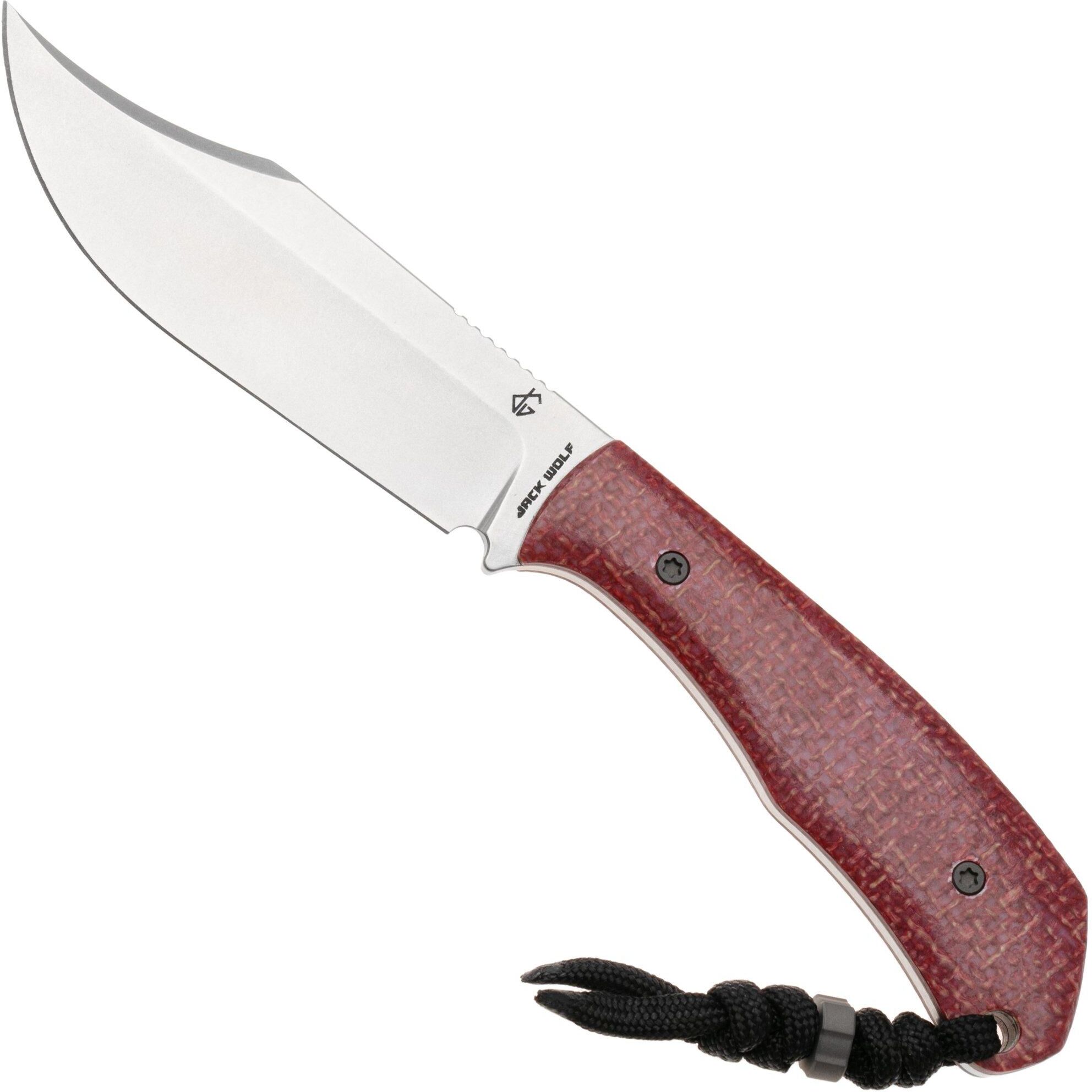 Jack Wolf Knives Jack Wolf BORDE-01-VIB-JUT-B Bordertown Bowie Vibe Jute Bordeaux, coltello fisso