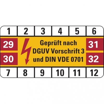 König Werbeanlagen Dreifke® Prüfplakette geprüft nach DGUV Vorschrift 3 und DIN - 50x25 mm Folie selbstklebend