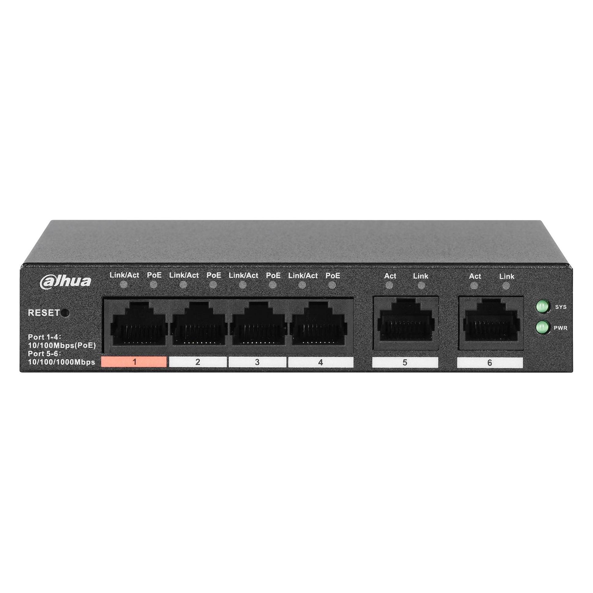 Dahua Switch||CS4006-4ET-60|Type L2|Desktop/pedestal|PoE ports 4|CS4006-4ET-60 (6 Ports) (DH-CS4006-4ET-60)