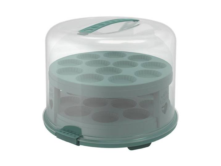 Tortenplatte ROTHO Rotho Fresh XL , grün (grün, transparent), B:35,5cm H:26cm Ø:34,5cm, Kunststoff, Servierplatten, Tortenplatte
