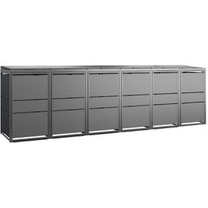 MBOX24 Mülltonnenbox Modern, Metall, für 6 Mülltonnen bis 120 Liter
