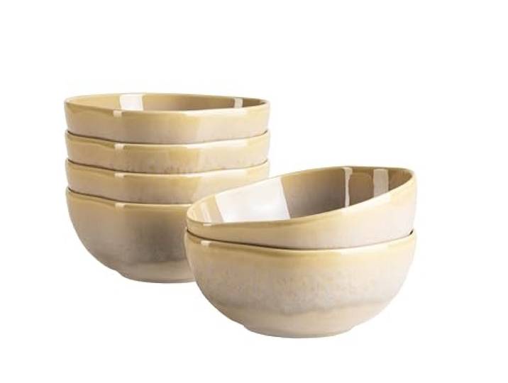 MÄSER Serie Cordelia, Schüsseln für 6 Personen aus hochwertigem Steinzeug, 6-teiliges Schüssel Set; unregelmäßige Geschirr Formen; Steinzeug, Sand