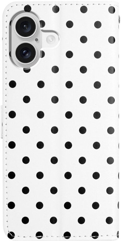 EIDERWOOD iPhone 17 Kunstlæder Flip Mobil Cover m. Polka Design - Hvid