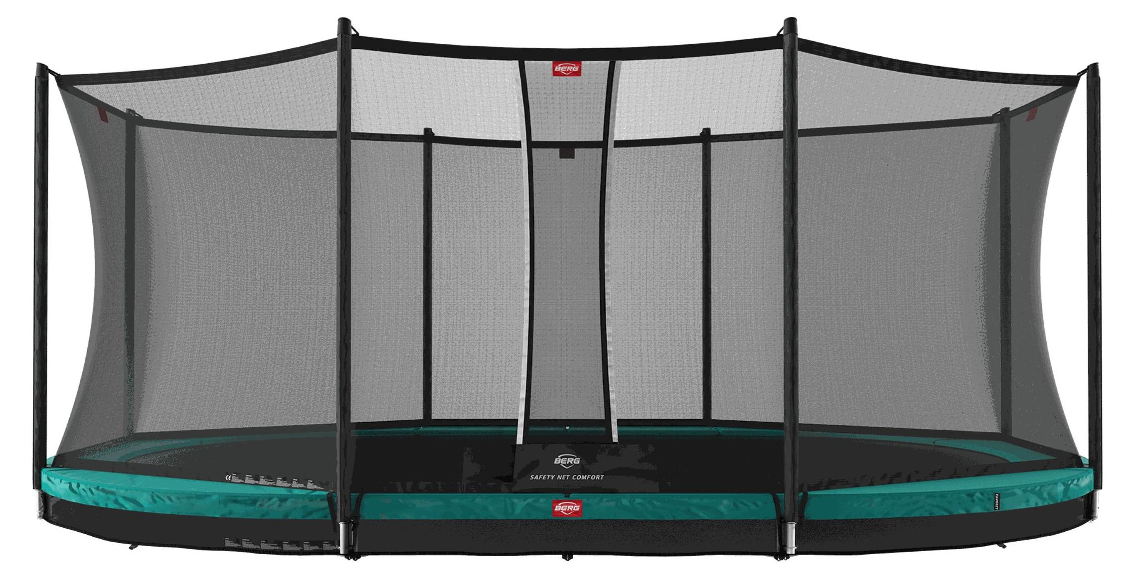 BERG Bodentrampolin Grand Favorit InGround 520 + Sicherheitsnetz Comfort Grün