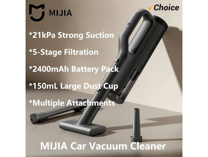 NOUVEAU Aspirateur de voiture MIJIA MJXCQ01QW 21kPa d'aspiration, bac à poussière de 150 ml, batterie de 2400 mAh, filtre lavable pour le nettoyage de voiture CN