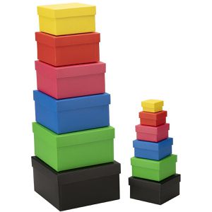 Ideen-mit-Herz Geschenkbox 013899, farbig sortiert, Set mit 12 verschiedenen Größen, Karton, eckig, 12-teilig