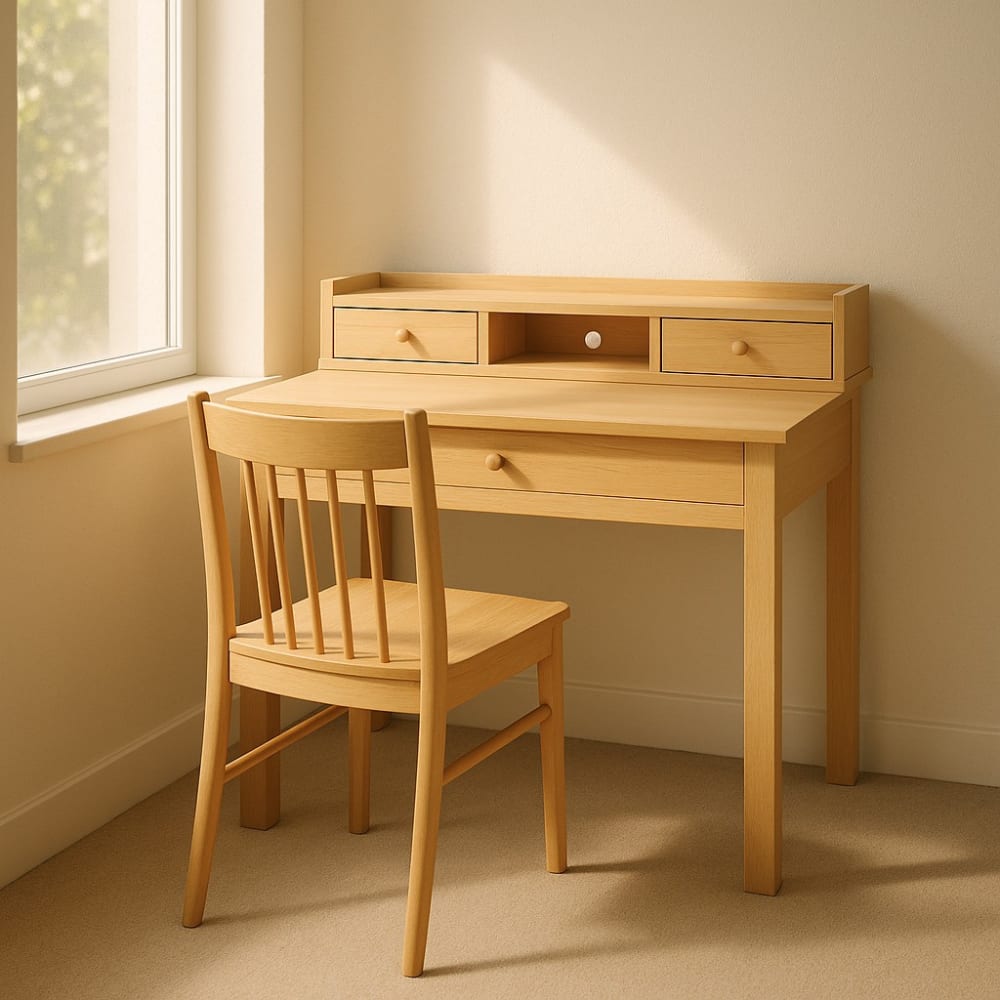 Urban Meuble Table d appoint en bois clair avec rangements Beige 100x90x50cm