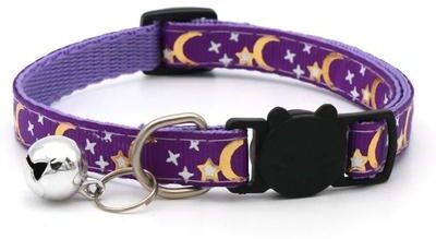 Uplift Picks Adjustable Star And Moon Pet Collar Cute Sparkle Dog And Cat Accessory purple