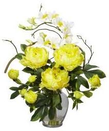 Nearly Natural Silk 21.5-inch Peony/ Orchid Flower Arrangement